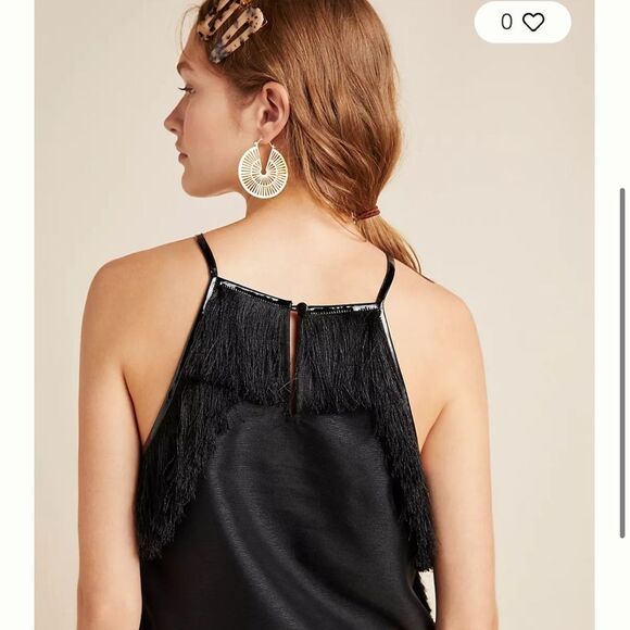 Anthropologie Pankaj & Nidhi Becca Fringe Halter Top Whimsigoth Black Sz 4 New - Picture 3 of 11
